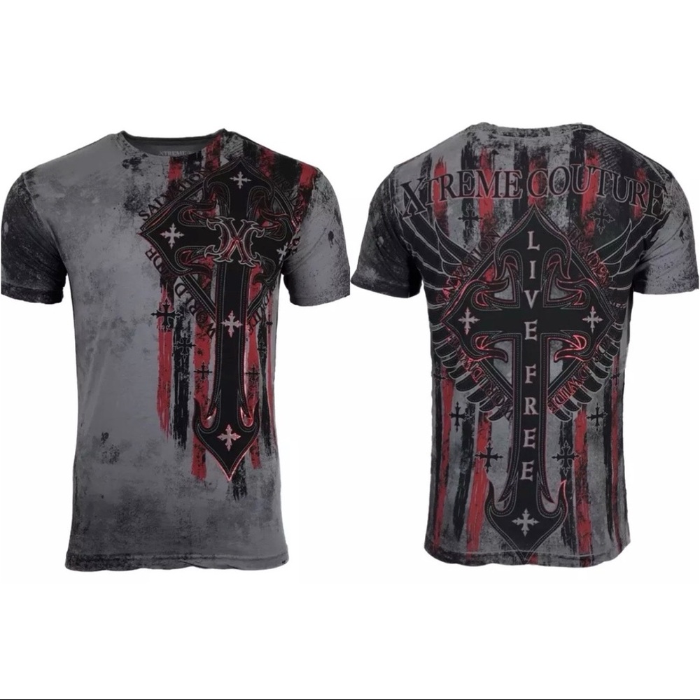 XTREME COUTURE by AFFLICTION Men's T-Shirt LIBERTY CRUSADE Biker